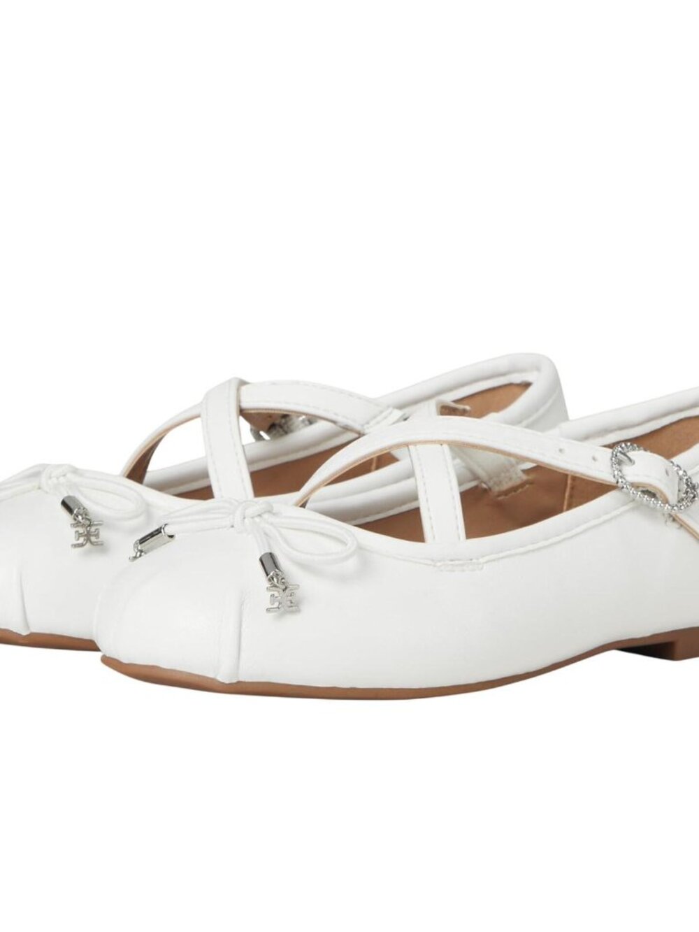 NWT Sam Edelman Girls Felicia Cross Strap Ballet Flats SAM131-9 White 3
